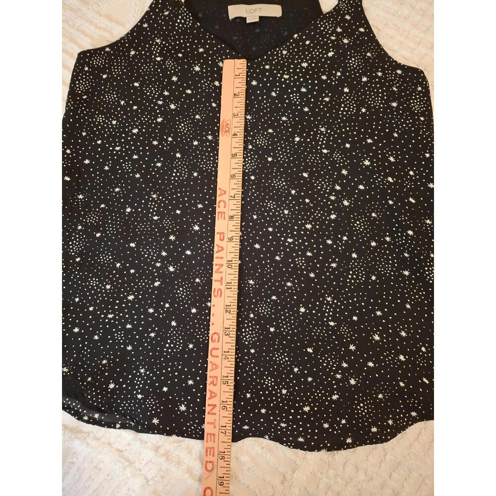 LOFT Women XS Tank Top Black Star Print V-Neck Sleeveless Lined Blouse - Picture 3 of 8